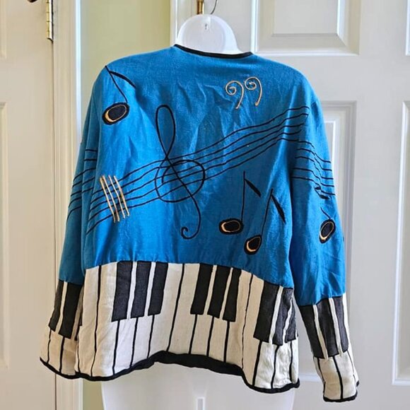 Vintage 80s Allure Piano Music Note Themed Jacket Top Small - Picture 8 of 14